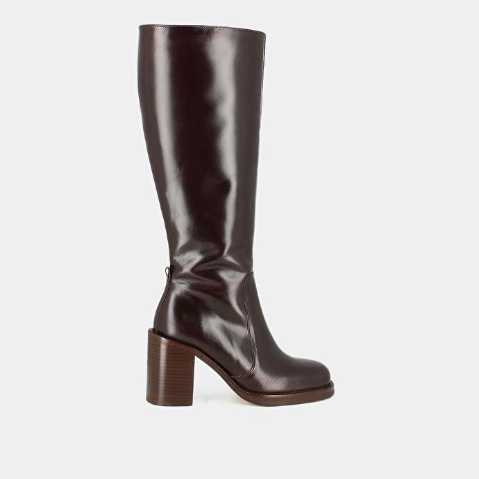 jonak Boots with overflowing heels in dark brown leather calf size m BRETZEL