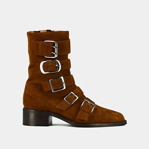 Jonak Boots With Straps And Pointed Toes In A Cognac Suede DIORA