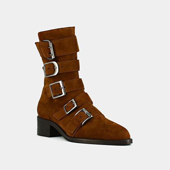 Jonak Boots With Straps And Pointed Toes In A Cognac Suede DIORA