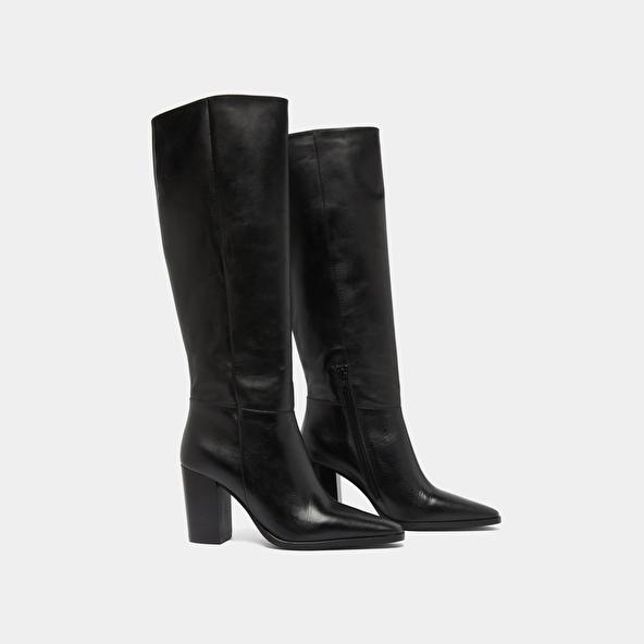 Jonak Bottes à Bouts Pointus In Black Leather PLUME