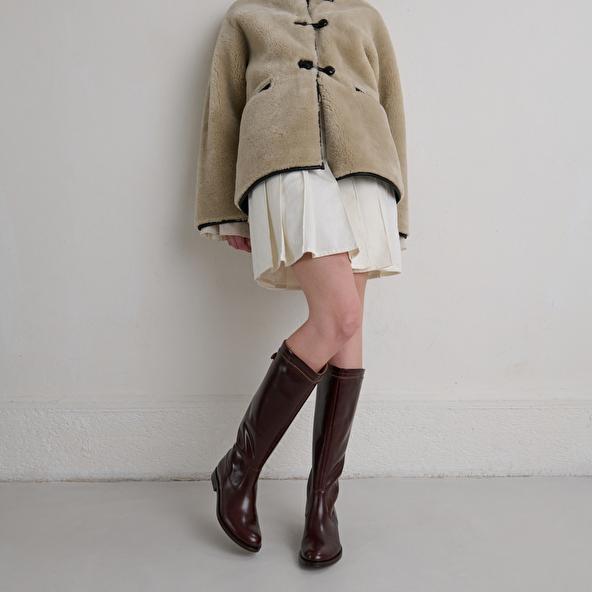 jonak Bottes à fermetures éclairs arrières in brown leather AUROS