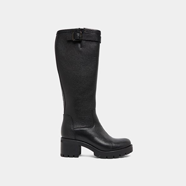 Jonak Bottes à Semelles Crantées Et Boucles In Black Grained Leather MIDAS