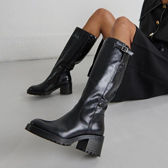Jonak Bottes à Semelles Crantées In Black Leather CECILIEN