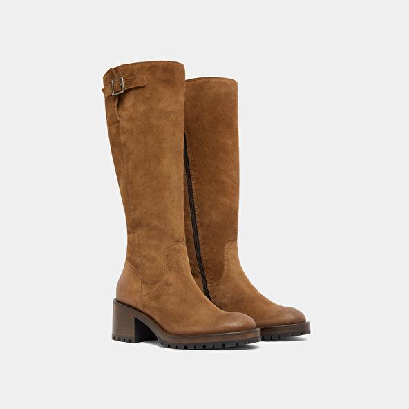 Jonak Bottes à Semelles Crantées In Taupe Suede CECILIEN