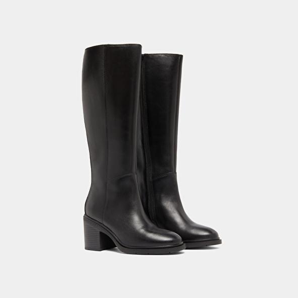 Jonak Bottes à Talons Et à Bouts Ronds In Black Leather ATILUS