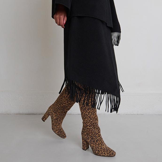 Jonak Bottes à Talons Et Bouts Pointus In Leopard Print Velvet RETHINK