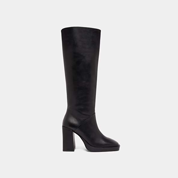 Jonak Bottes à Talons Hauts Et Bouts Carrés In Black Leather DETHLEE