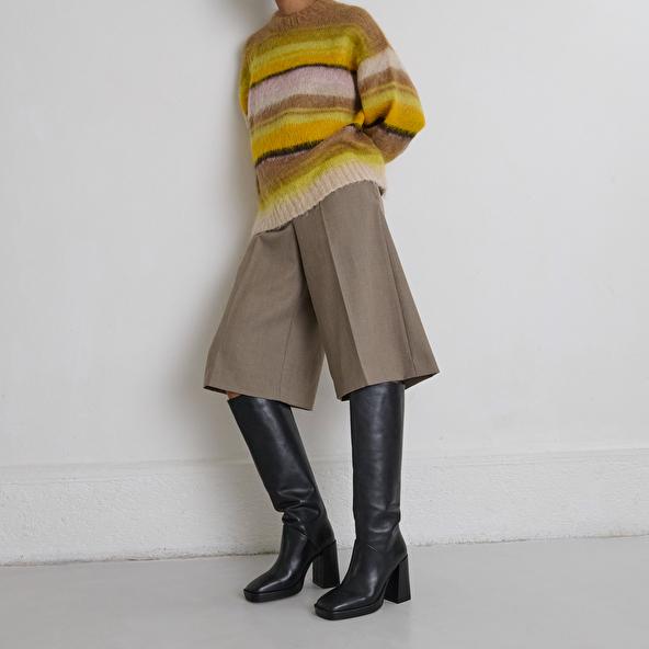 jonak Bottes à talons hauts et bouts carrés in black leather DETHLEE