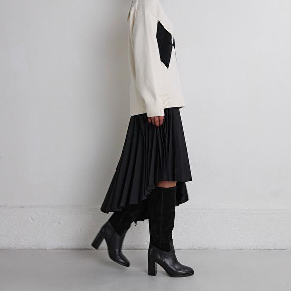 Jonak Bottes à Talons In Black Suede And Black Leather DOWN