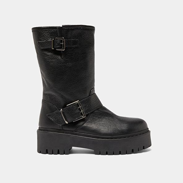 Jonak Bottes Avec Boucles In Black Grained Leather RICCARDO