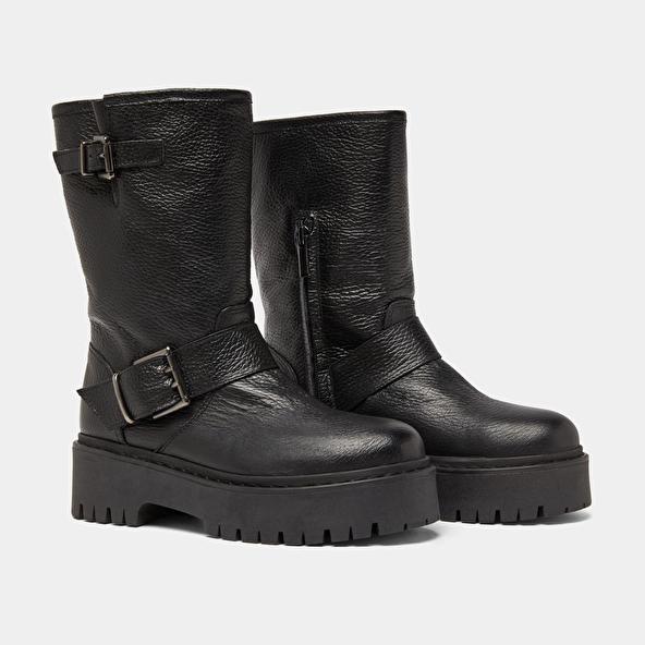 Jonak Bottes Avec Boucles In Black Grained Leather RICCARDO