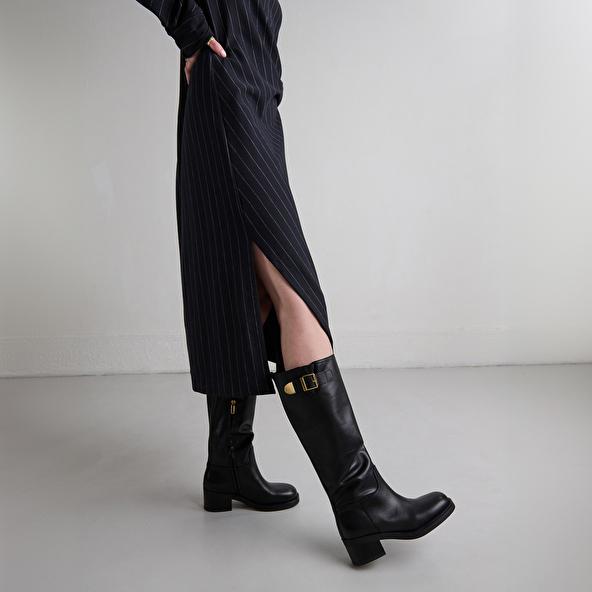 jonak Bottes hautes à boucles in black leather IRENA