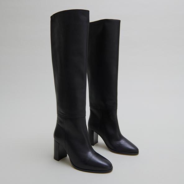 jonak Bottes hautes à bouts arrondis in black leather VENTURA