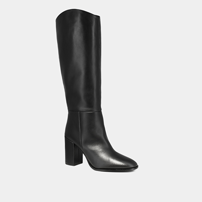 Jonak Bottes Hautes à Bouts Pointus In Black Leather NESSA