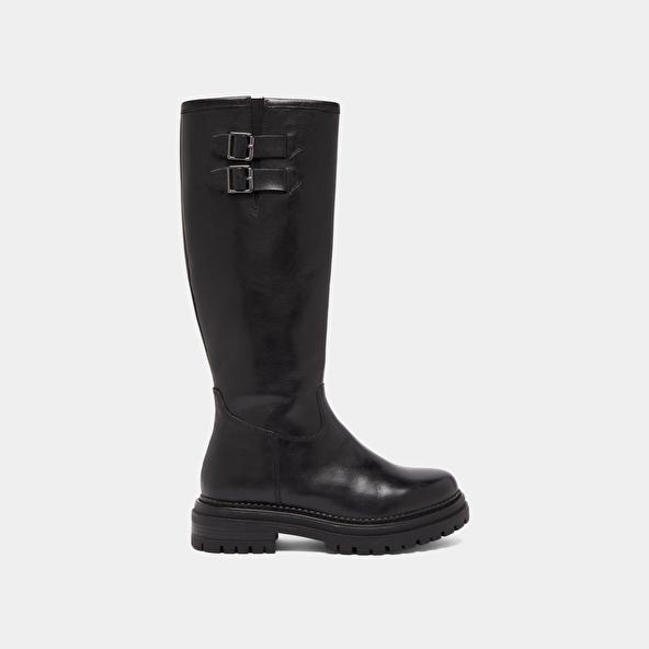 Jonak Bottes Hautes à Semelles Crantées Et Bou In Black Leather ADALIA