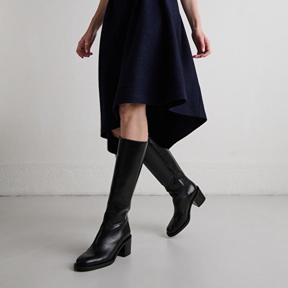 jonak Bottes hautes à talons in black leather BONNIE