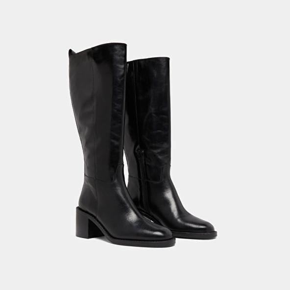 Jonak Bottes Hautes In Black Leather Calf Size M BONNIE