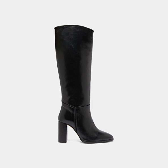 Jonak Bottes In Black Leather And Black Velvet VERSAILLES