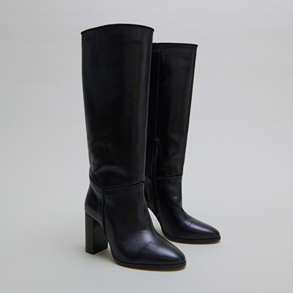 Jonak Bottes In Black Leather And Black Velvet VERSAILLES