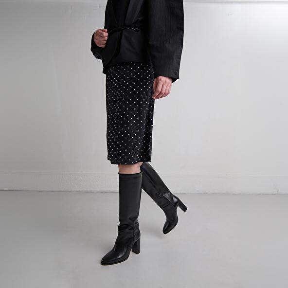 jonak Bottes in black leather and black velvet VERSAILLES