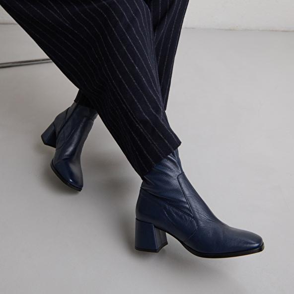 Jonak Bottines à Bouts Ovales In Blue Leather ARGENTAT