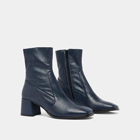 Jonak Bottines à Bouts Ovales In Blue Leather ARGENTAT