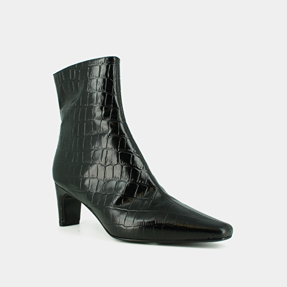 Jonak Bottines à Bouts Pointus In Black Reptile Leather DALIAS