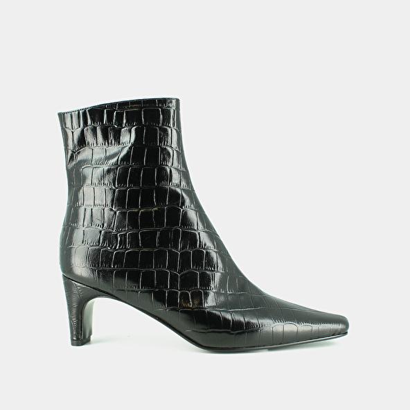 jonak Bottines à bouts pointus in black reptile leather DALIAS