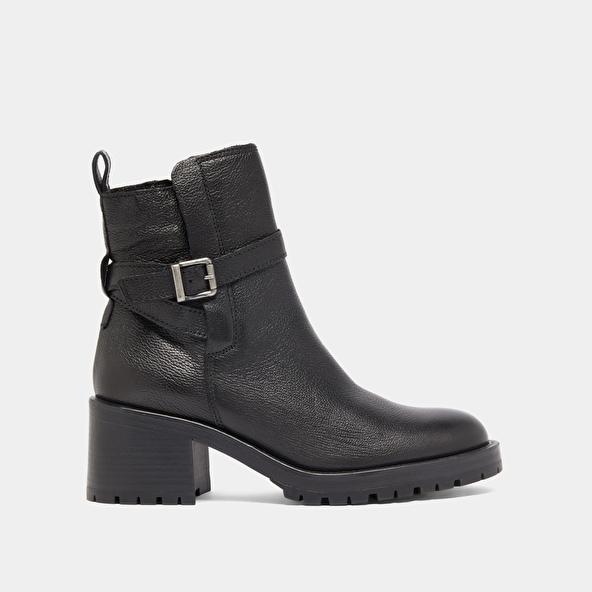 Jonak Bottines à Bouts Ronds Et Boucles In Black Grained Leather CLOVIS