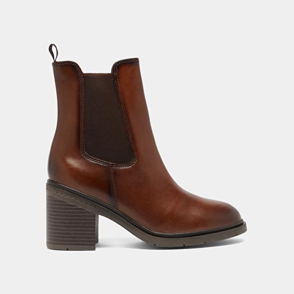Jonak Bottines à élastiques Et Bouts Arrondis In Cognac Leather ATILA