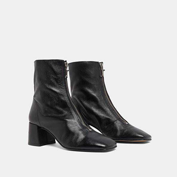 Jonak Bottines à Fermetures éclairs Avant In Black Leather AMARYLLIS