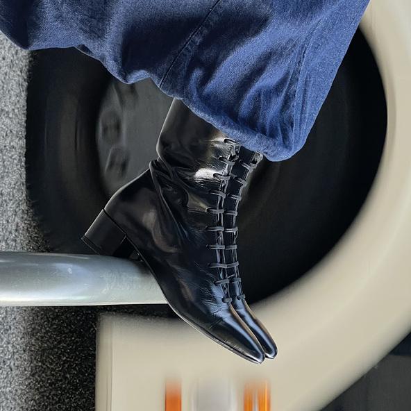 Jonak Bottines à Lacets In Black Distressed Leather DOXA