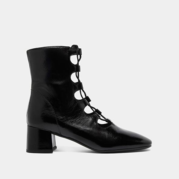 Jonak Bottines à Lacets In Black Shiny Leather DAMSO