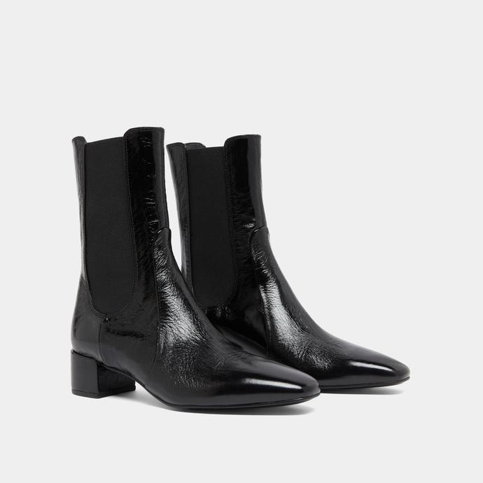 Jonak Bottines à Larges élastiques In Black Shiny Leather DOXI