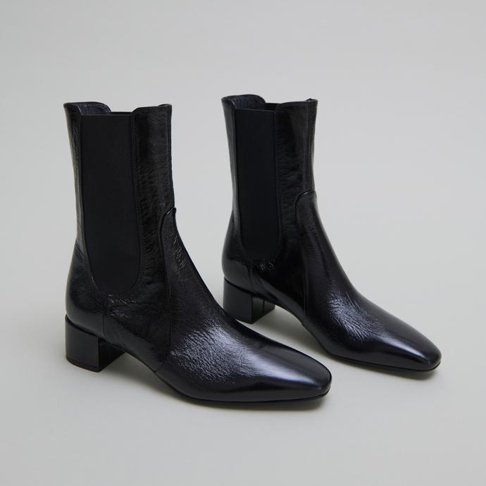 jonak Bottines à larges élastiques in black shiny leather DOXI