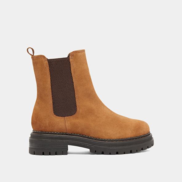 Jonak Bottines à Semelles Crantées Et élastiqu In Cognac Suede ADALARD