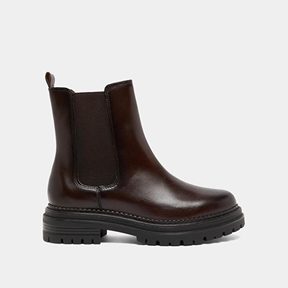 Jonak Bottines à Semelles Crantées Et élastiqu In Red-brown Leather ADALARD