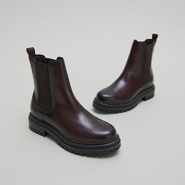 Jonak Bottines à Semelles Crantées Et élastiqu In Red-brown Leather ADALARD