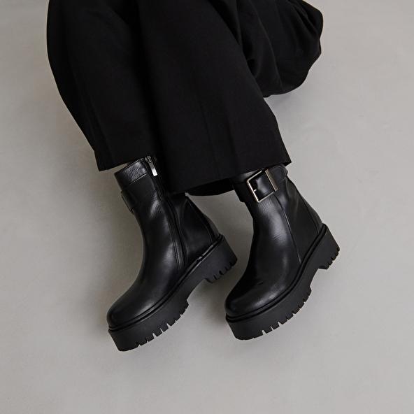 Jonak Bottines à Semelles Crantées In Black Leather RANDY