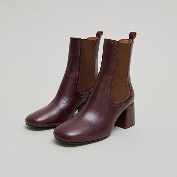 jonak Bottines à talons et élastiques in brown leather DENON