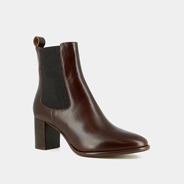 Jonak Bottines à Talons Et élastiques In Brown Supple Leather DEVIN