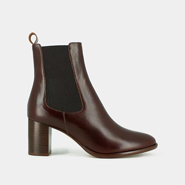 jonak Bottines à talons et élastiques in brown supple leather DEVIN