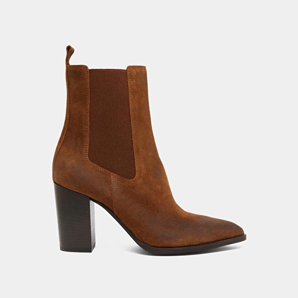 Jonak Bottines à Talons Et élastiques In Cognac Laminated Suede PEPITA