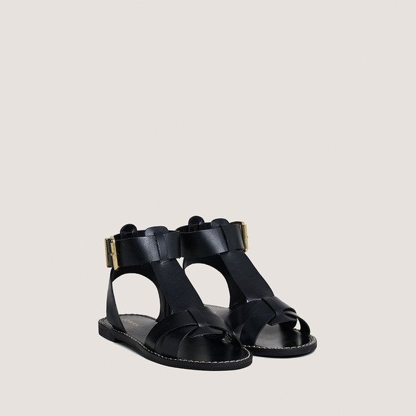 Jonak Buckle And Strap Sandals In Black Leather WHISPER