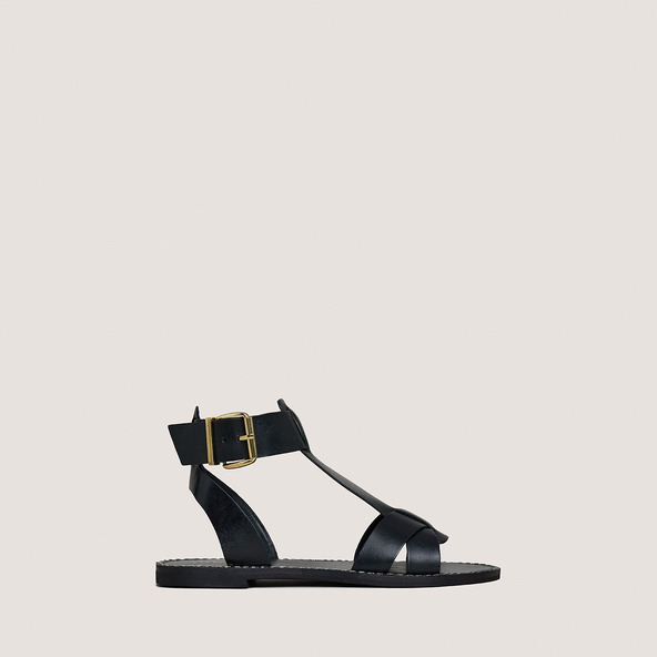 jonak Buckle and strap sandals in black leather WHISPER