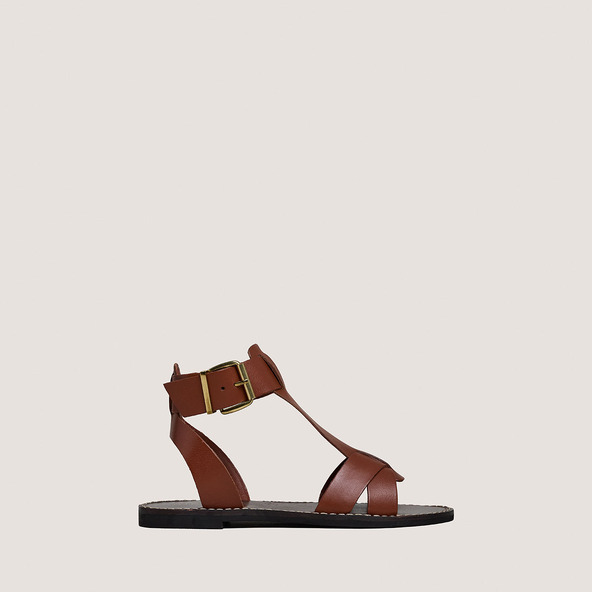 jonak Buckle and strap sandals in cognac leather WHISPER