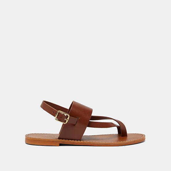 Jonak Buckle And Strap Sandals In Cognac Leather WIDLEY