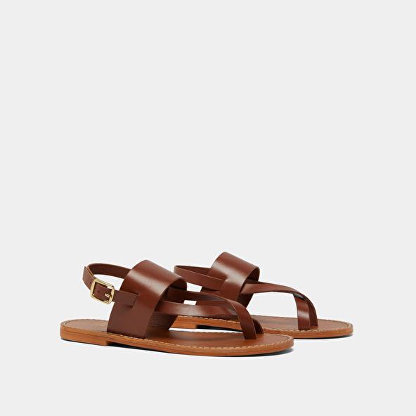 Jonak Buckle And Strap Sandals In Cognac Leather WIDLEY