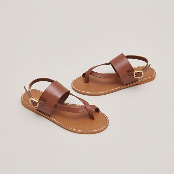 jonak Buckle and strap sandals in cognac leather WIDLEY