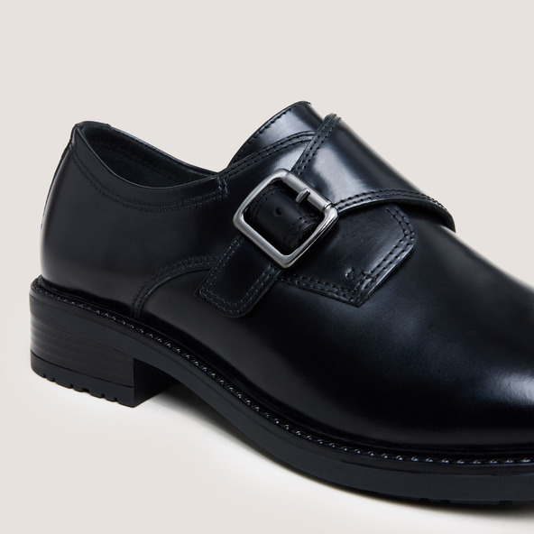 Jonak Buckle Derbies In Glazed Black Leather ATLANTIS